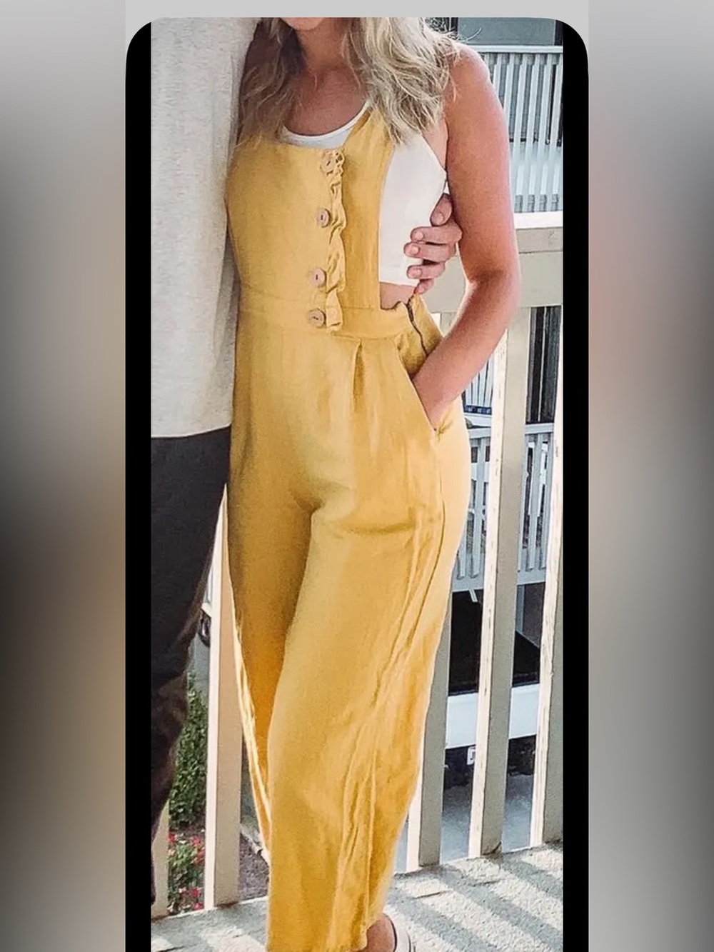 Zara Mustard Yellow Button-Front Jumpsuit